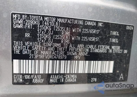 2024 Toyota Rav4 Xle z USA, uszkodzony, nr VIN 2T3P1RFV0RC478979
